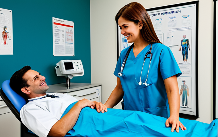 외과 치료 성공 사례 - Anesthesiologist Consultation**
"A friendly anesthesiologist in a clean, modern clinic, explaining ...