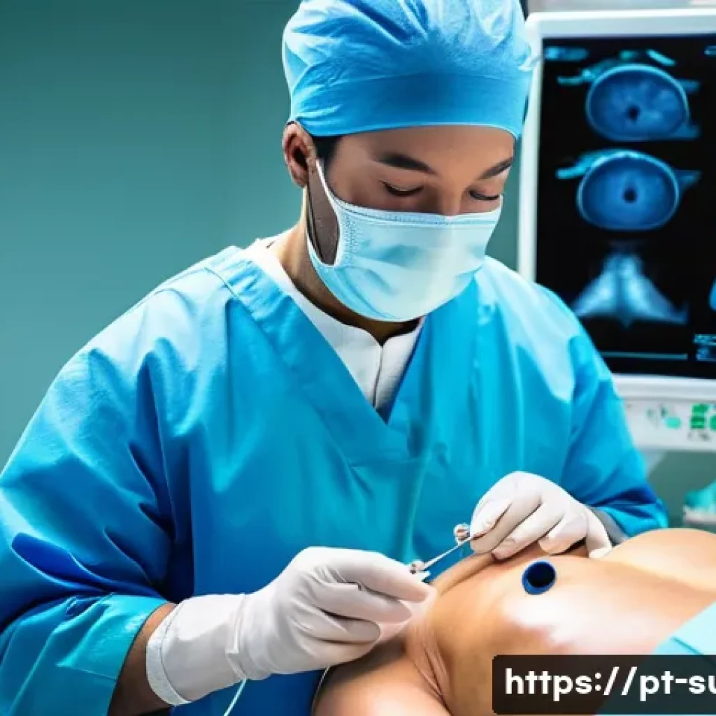 소화기 외과 치료법 - **Laparoscopic "Keyhole" Surgery in a Modern Operating Room:**
    A highly skilled surgeon, wearing...