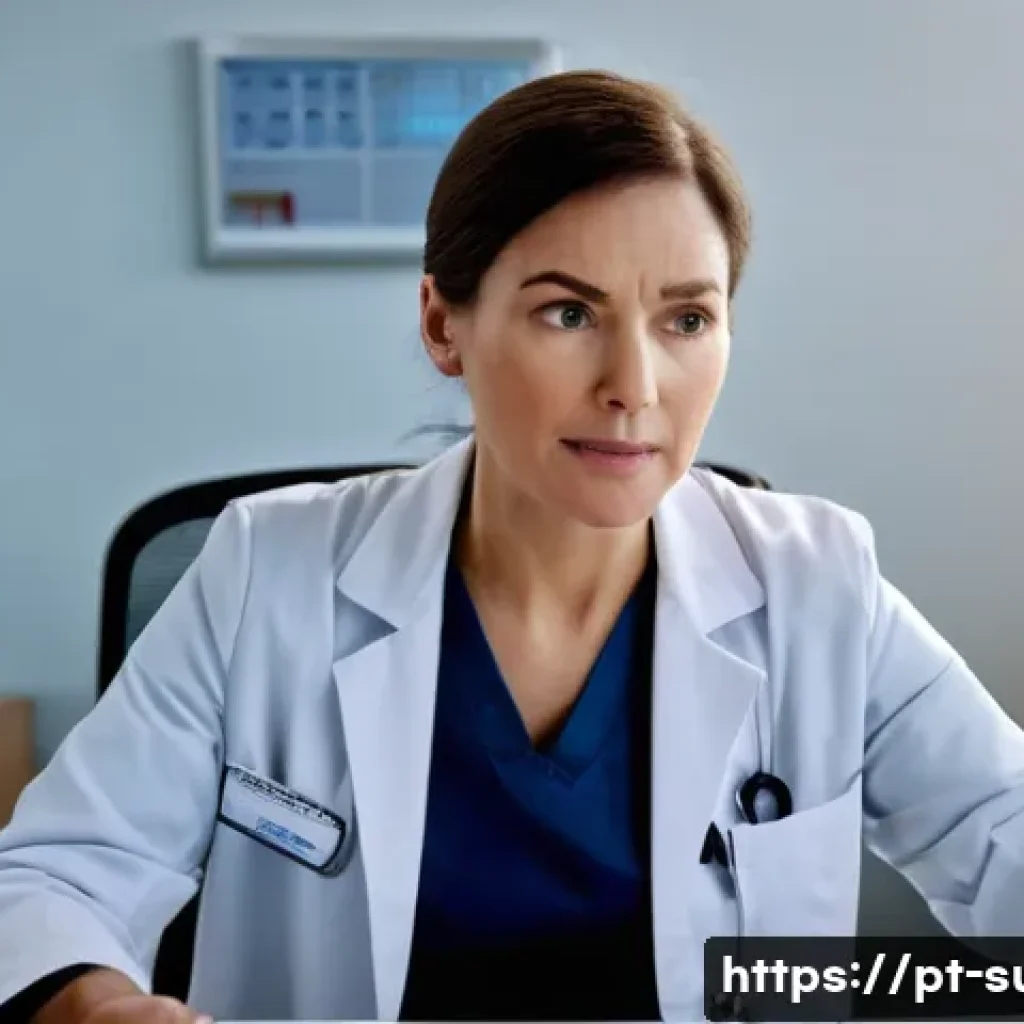 갑상선종 제거 수술 - **Prompt:** A compassionate female endocrinologist, dressed in a professional white lab coat, sits a...