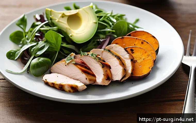 담낭 제거 후 식단 - A bright, cozy kitchen scene showcasing a healthy post-gallbladder surgery meal preparation. On a wo...