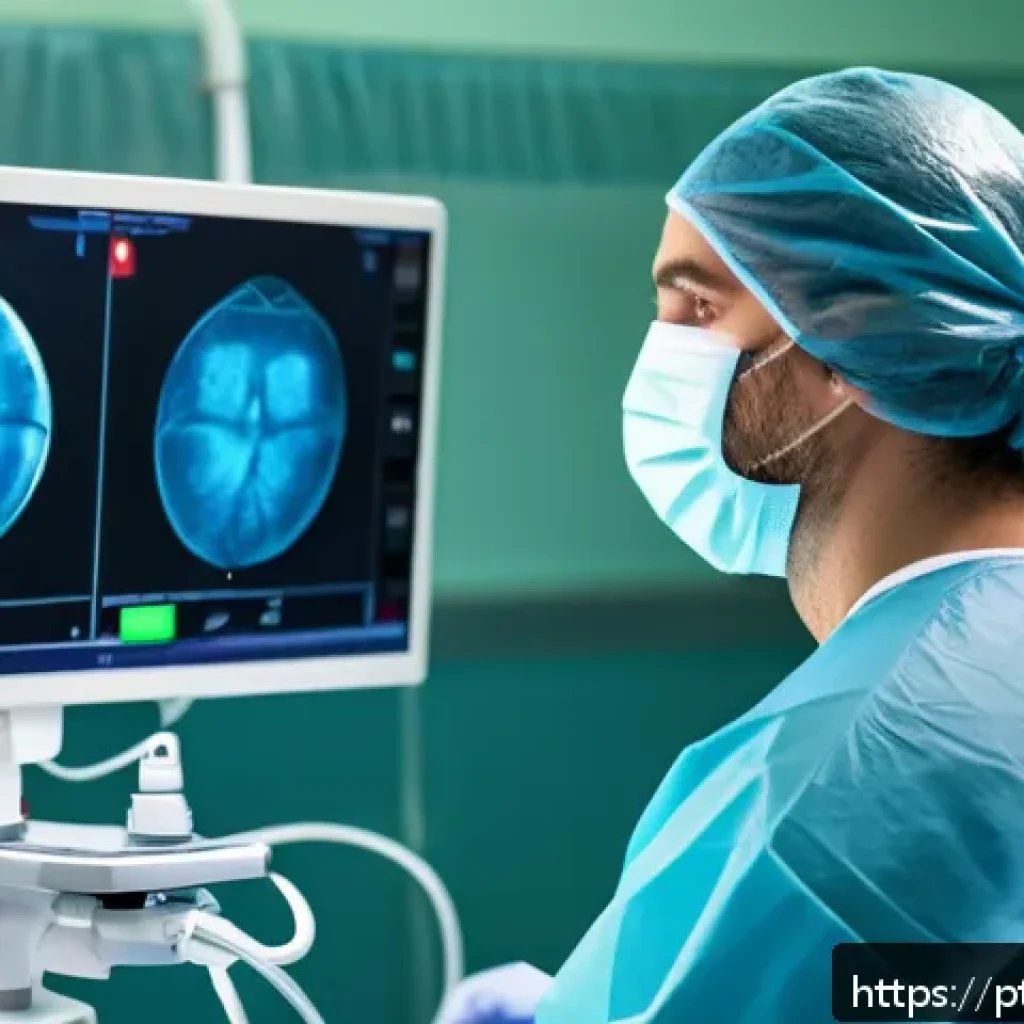 복강경 수술 장단점 - A modern hospital operating room scene showing a skilled surgeon performing laparoscopic surgery usi...